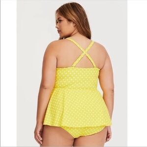 Torrid yellow polka dot peplum vixen collection swimsuit